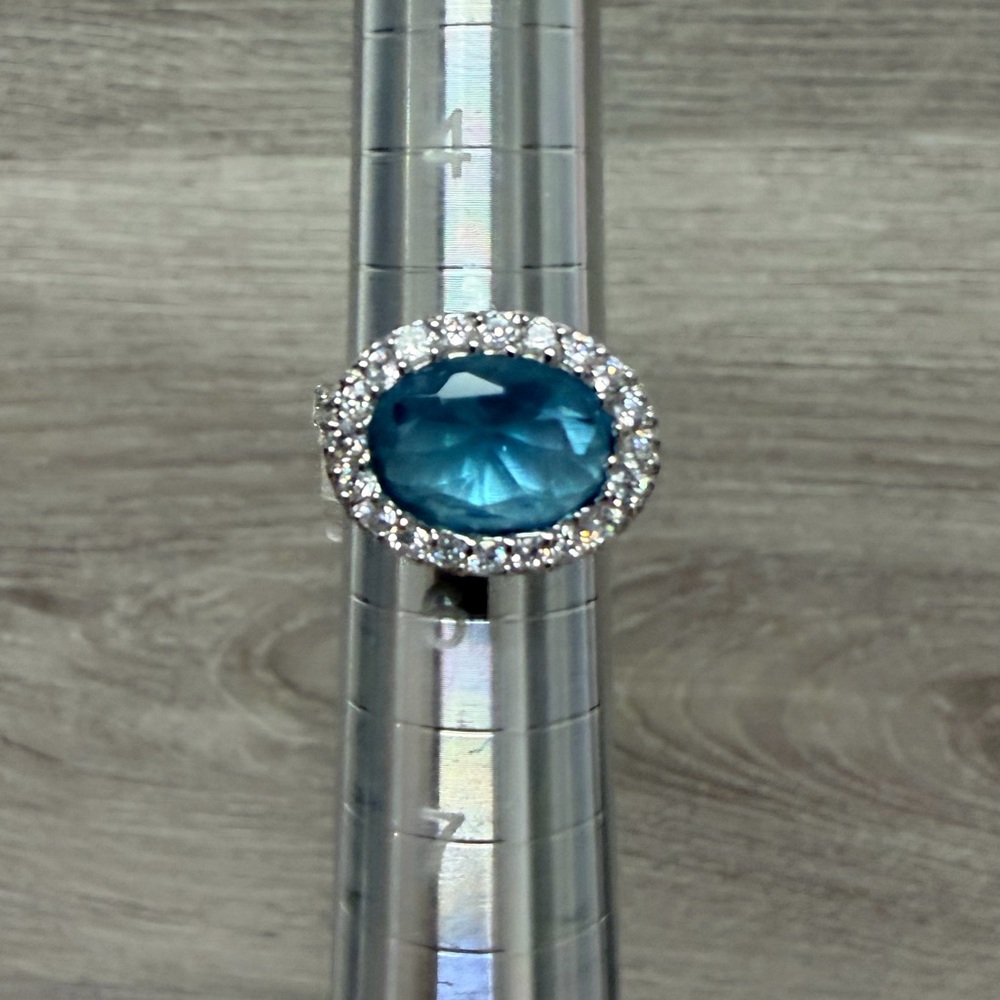 Elegant Blue Gemstone Sterling Silver Ring .925